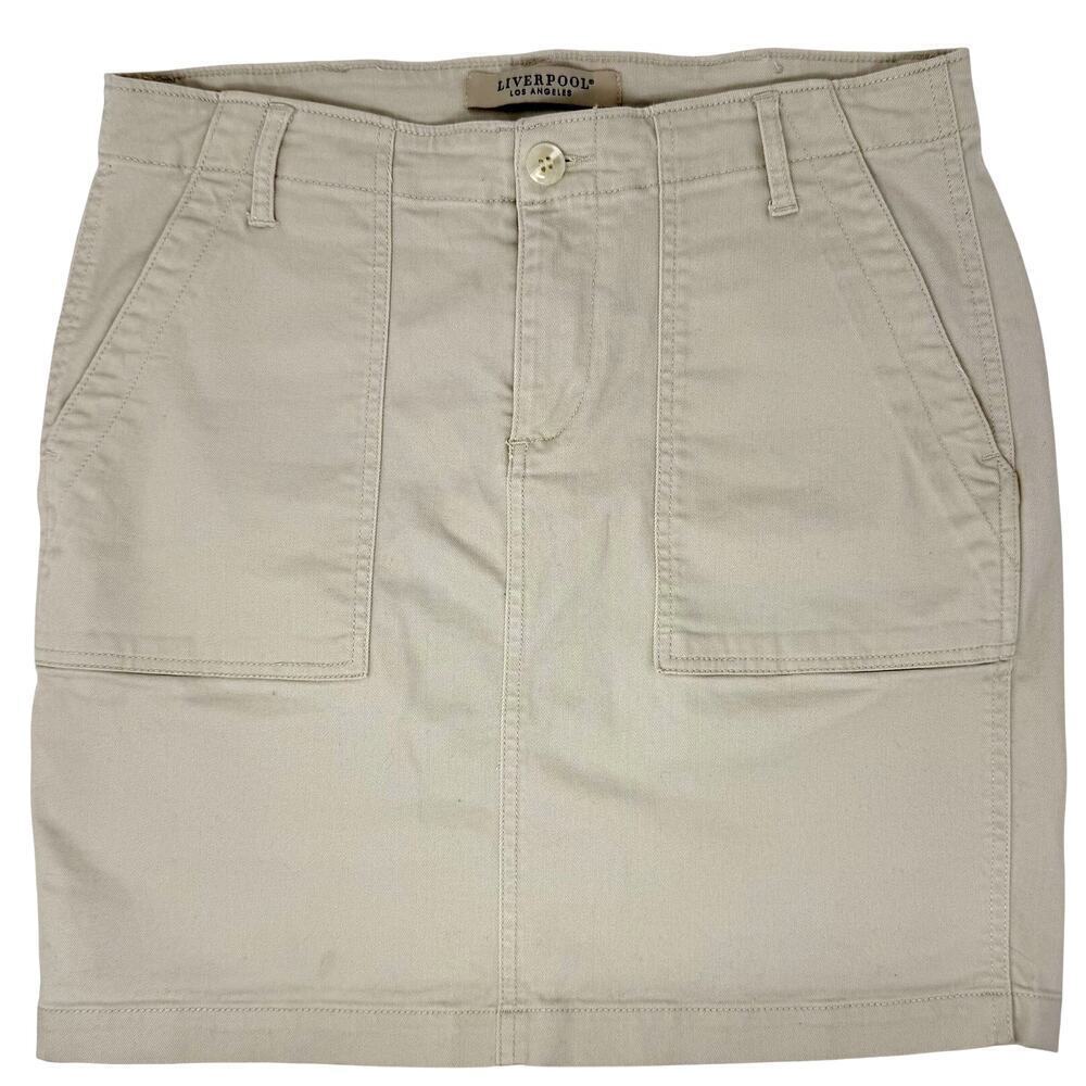 Liverpool Los Angeles Khaki Mini Skirt Women’s 8 / 29 Utility Chino Stretch EUC